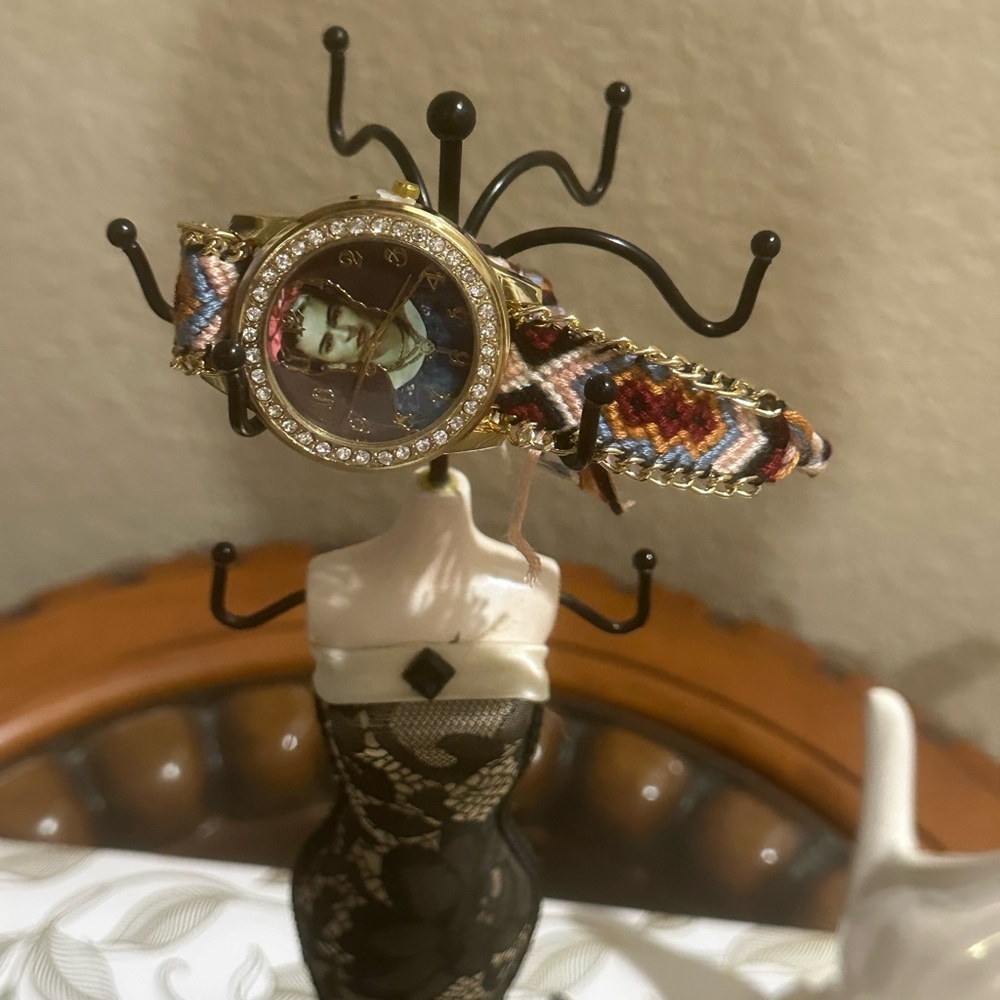 Colorful Beaded Watch with Gold Accents